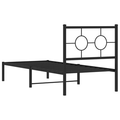 vidaXL Estrutura de cama metal s/ colchão c/ cabeceira 75x190 cm preto