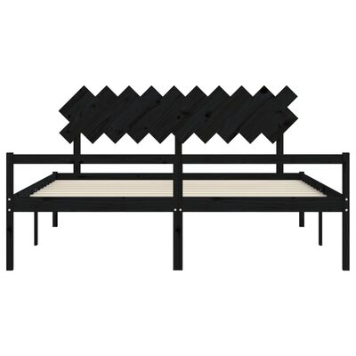 vidaXL Cama para idosos com cabeceira 200x200 cm madeira maciça preto