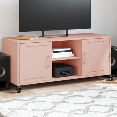 vidaXL Móvel de TV 100,5x39x43,5 cm aço rosa