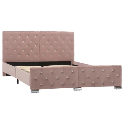 vidaXL Estrutura de cama 140x200 cm veludo rosa