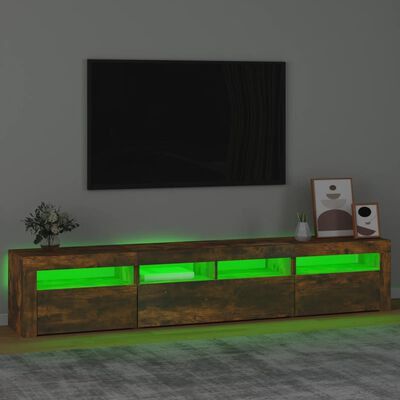 vidaXL Móvel de TV com luzes LED 210x35x40 cm carvalho fumado