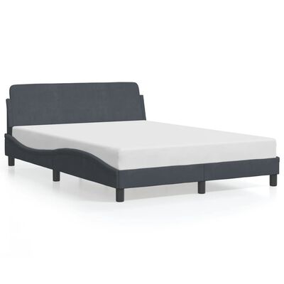 vidaXL Estrutura de cama c/ cabeceira 140x200cm veludo cinzento-escuro