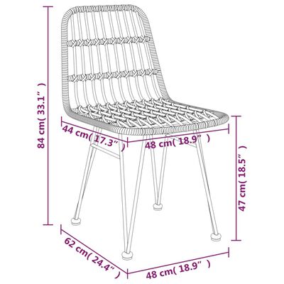 vidaXL Cadeiras de jardim 2 pcs 48x62x84 cm vime PE preto