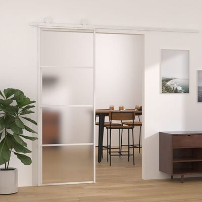 vidaXL Porta deslizante em vidro ESG fosco e alumínio 76x205 cm branco