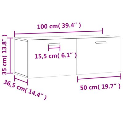 vidaXL Armário parede 100x36,5x35 cm derivados madeira carvalho sonoma