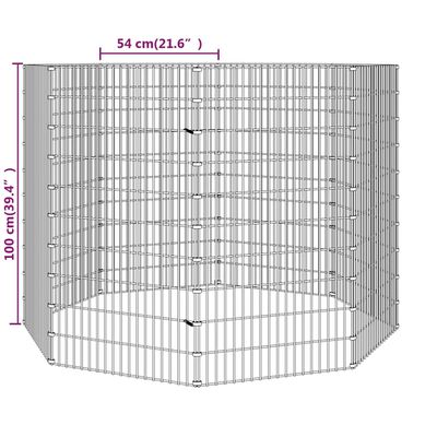 vidaXL Recinto exterior p/ animais 8 painéis 54x100cm ferro galvaniz.