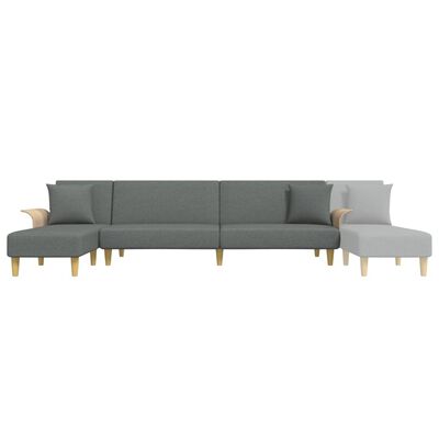 vidaXL Sofá-cama em forma de L 279x140x70 cm tecido cinzento-escuro