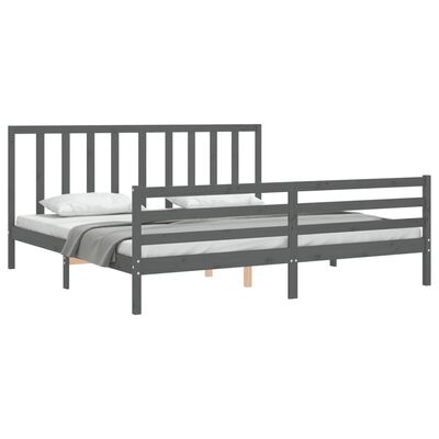 vidaXL Estrutura de cama com cabeceira 200x200 cm madeira maciça cinza