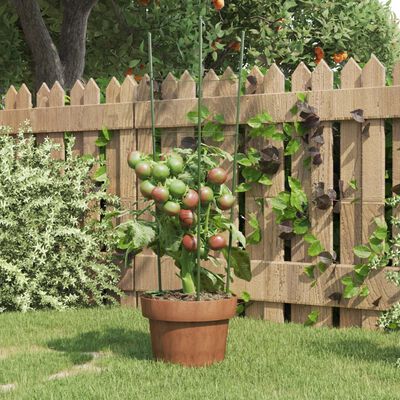 vidaXL Suportes p/ plantas de jardim c/ 3 anéis 5 pcs 60 cm aço verde