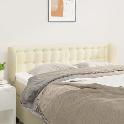 vidaXL Cabeceira de cama c/ abas couro artificial 147x23x78/88cm creme