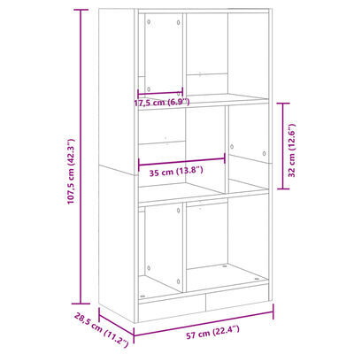 vidaXL Estante 57x28,5x107,5 cm derivados de madeira carvalho sonoma