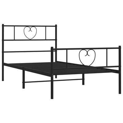 vidaXL Estrutura de cama com cabeceira e pés 107x203 cm metal preto