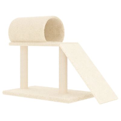 vidaXL Postes arranhadores p/ gatos c/ túnel e escada 55,5 cm creme