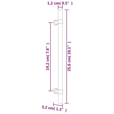 vidaXL Puxadores para móveis 5 pcs 192 mm aço inoxidável preto