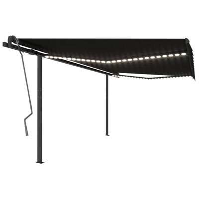 vidaXL Toldo retrátil manual com luzes LED 4,5x3 m antracite