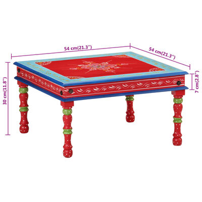 VidaXL Mesa de centro pintada à mão mangueira maciça vermelho