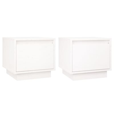 vidaXL Mesas de cabeceira 2 pcs 35x34x32 cm pinho maciço branco