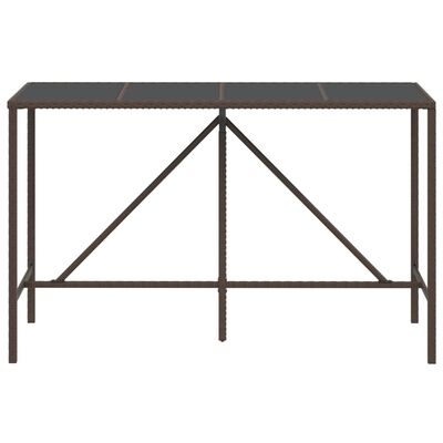 vidaXL Mesa de bar com tampo de vidro 180x70x110 cm vime PE castanho