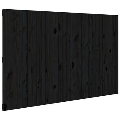 vidaXL Cabeceira de parede 185x3x110 cm madeira de pinho maciça preto
