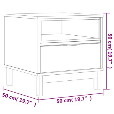 vidaXL Mesa de apoio FLAM 50x50x50 cm madeira de pinho maciça