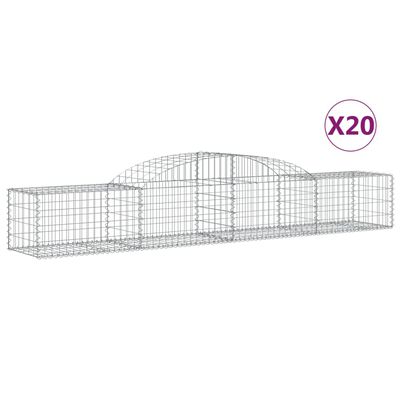 vidaXL Cestos gabião arqueados 20pcs 300x50x40/60 cm ferro galvanizado