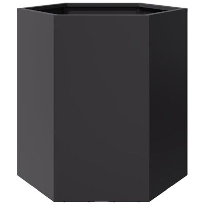 vidaXL Vaso/floreira de jardim hexagonal 46x40x45 cm aço preto