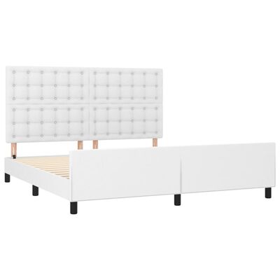 vidaXL Estrutura cama c/ cabeceira 180x200 cm couro artificial branco