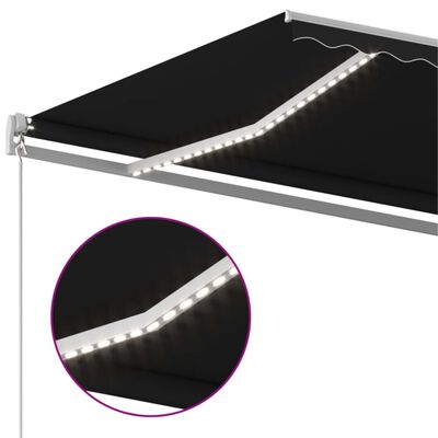 vidaXL Toldo retrátil manual com LED 500x350 cm antracite