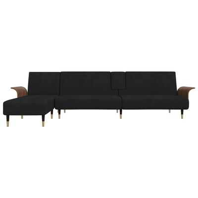 vidaXL Sofá-cama em forma de L 279x140x70 cm veludo preto