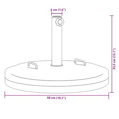 vidaXL Base p/ guarda-sol c/ pegas p/ postes de Ø38/48mm 25 kg redondo