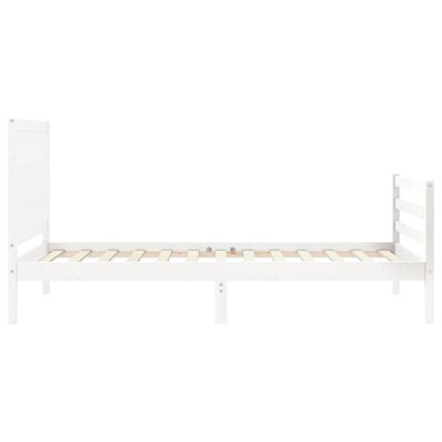 vidaXL Estrutura de cama com cabeceira 100x200cm madeira maciça branco