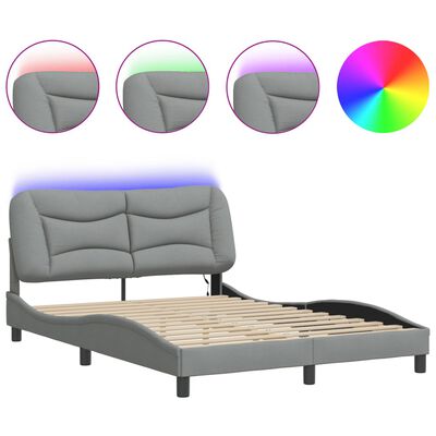 vidaXL Estrutura de cama c/ luzes LED 120x200 cm tecido cinzento-claro