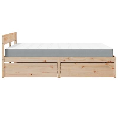 vidaXL Cama com gavetas e colchão 160x200 cm pinho maciço