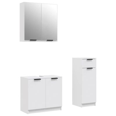 vidaXL 3 pcs conjunto móveis casa de banho madeira processada branco