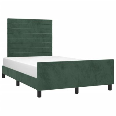 vidaXL Estrutura de cama c/ cabeceira 120x200 cm veludo verde-escuro