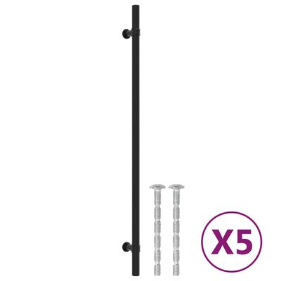 vidaXL Puxadores para móveis 5 pcs 320 mm aço inoxidável preto