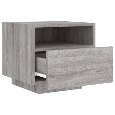 vidaXL Mesa de cabeceira com luzes LED 40x39x37 cm cinzento-sonoma