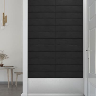 vidaXL Painel de parede 12 pcs 60x15 cm veludo 1,08 m² preto