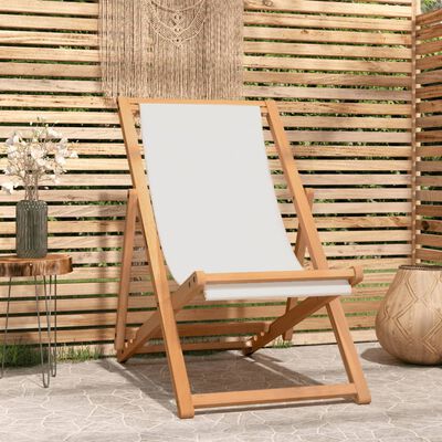 vidaXL Cadeira de pátio em teca 56x105x96 cm creme