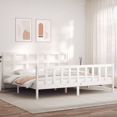 vidaXL Estrutura cama Super King Size c/ cabeceira madeira branco