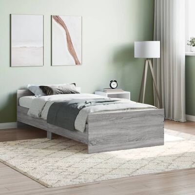 vidaXL Estrutura cama 100x200 cm derivados de madeira cinzento sonoma