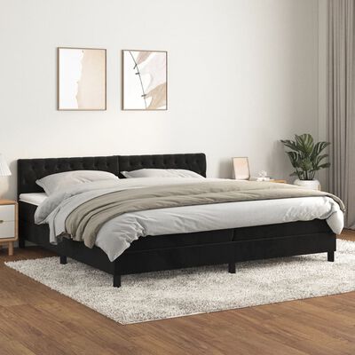 vidaXL Cama com molas/colchão 200x200 cm veludo preto