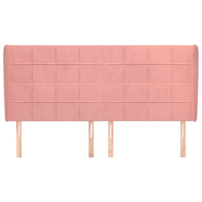 vidaXL Cabeceira cama c/ abas veludo 203x23x118/128 cm rosa