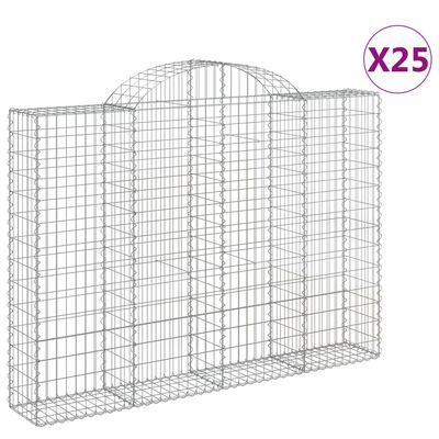 vidaXL Cestos gabião arqueados 25 pcs 200x30x140/160 ferro galvanizado