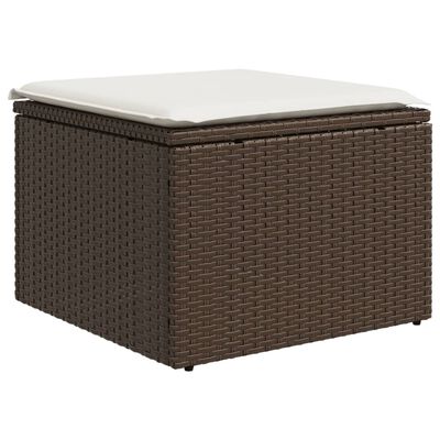 vidaXL Banco de jardim com almofadão 55x55x37 cm vime PE castanho