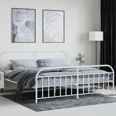 vidaXL Estrutura de cama com cabeceira e pés 200x200 cm metal branco