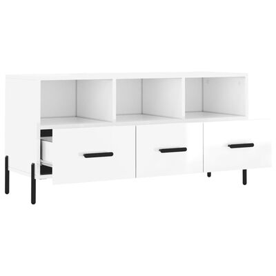 vidaXL Móvel para TV 102x36x50 cm derivados madeira branco brilhante