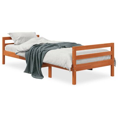 vidaXL Cama sem colchão 90x190 cm madeira de pinho maciça castanho-mel