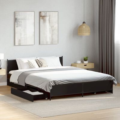 vidaXL Estrutura de cama c/ gavetas 140x190 cm derivados madeira preto