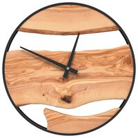 vidaXL Relógio de parede Ø35 cm ferro e madeira de oliveira castanho